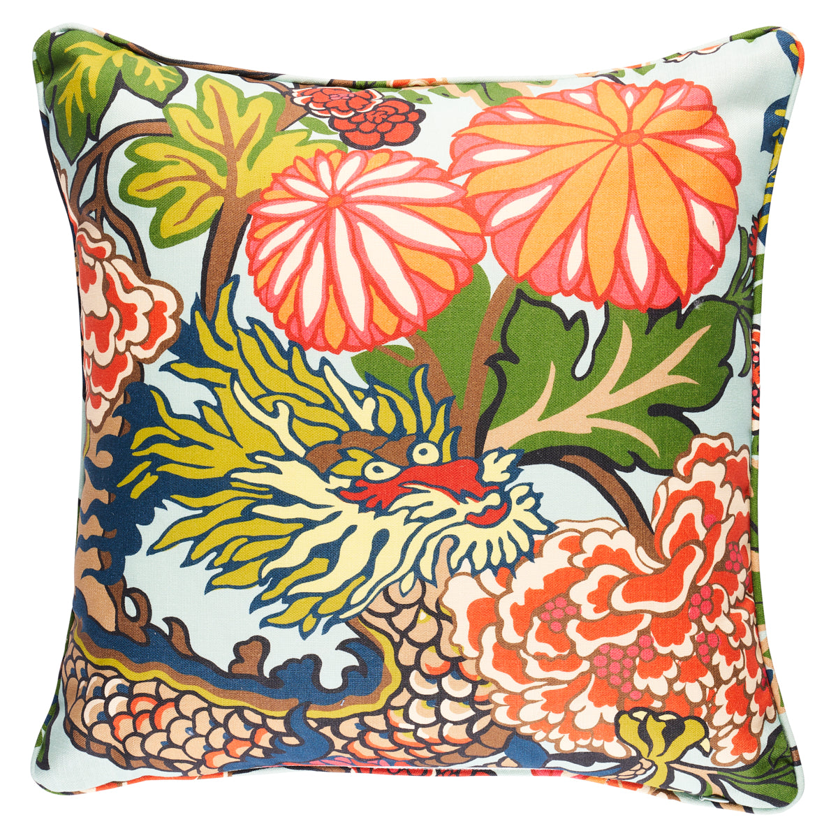 Chiang Mai Dragon I/O Pillow - Aquamarine