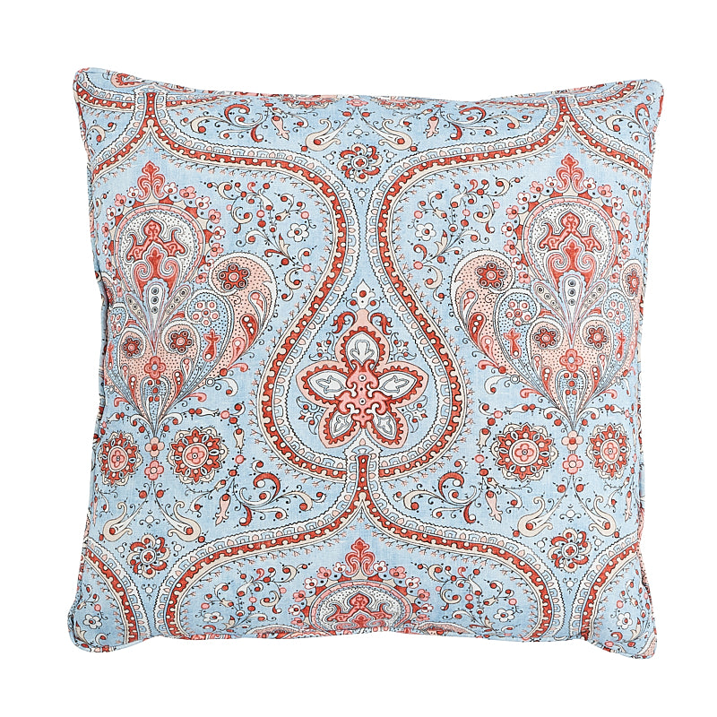 Paisley Court Pillow | Blue & Rose
