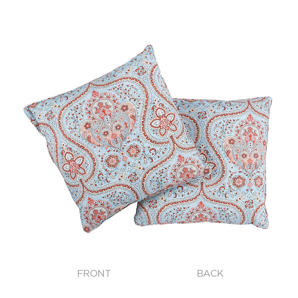 Paisley Court Pillow | Blue & Rose