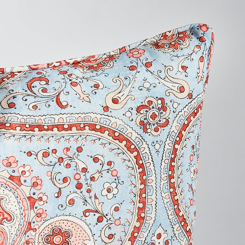 Paisley Court Pillow | Blue & Rose