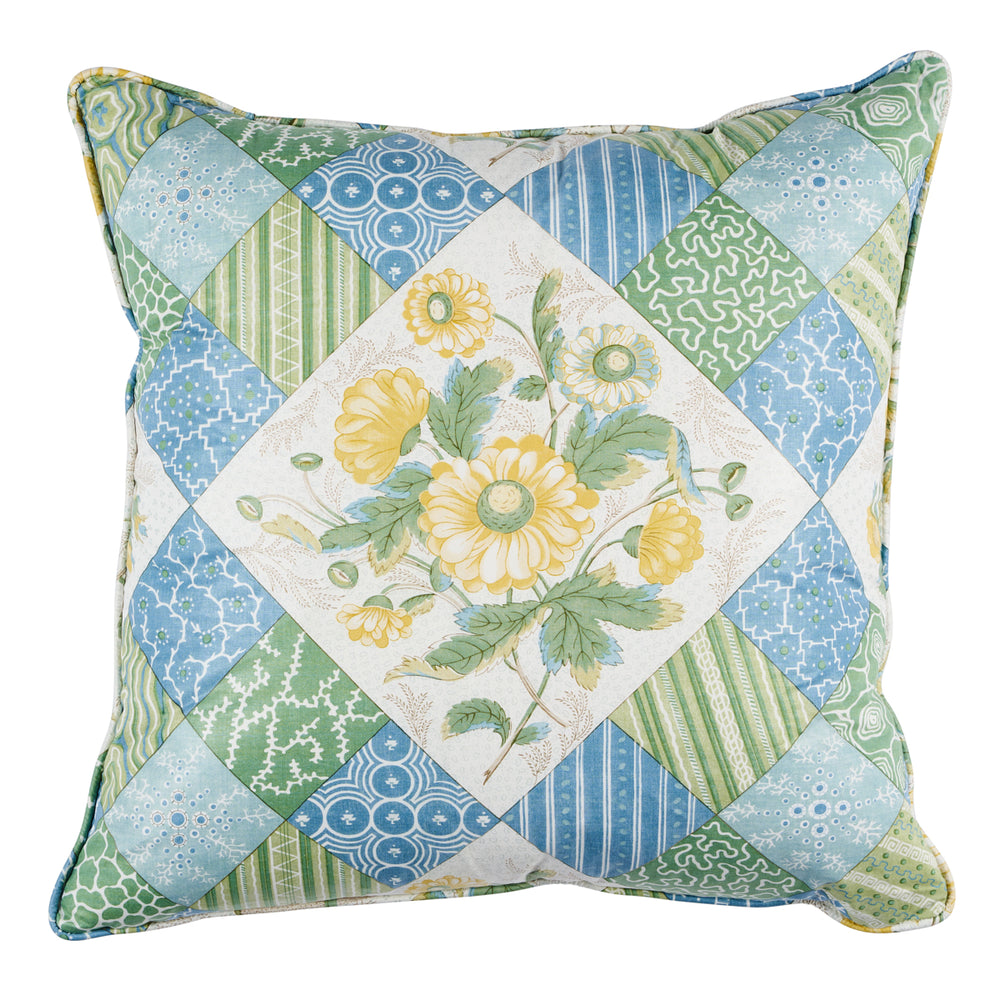 Cuscino patchwork Caldwell | Giallo e Fiordaliso