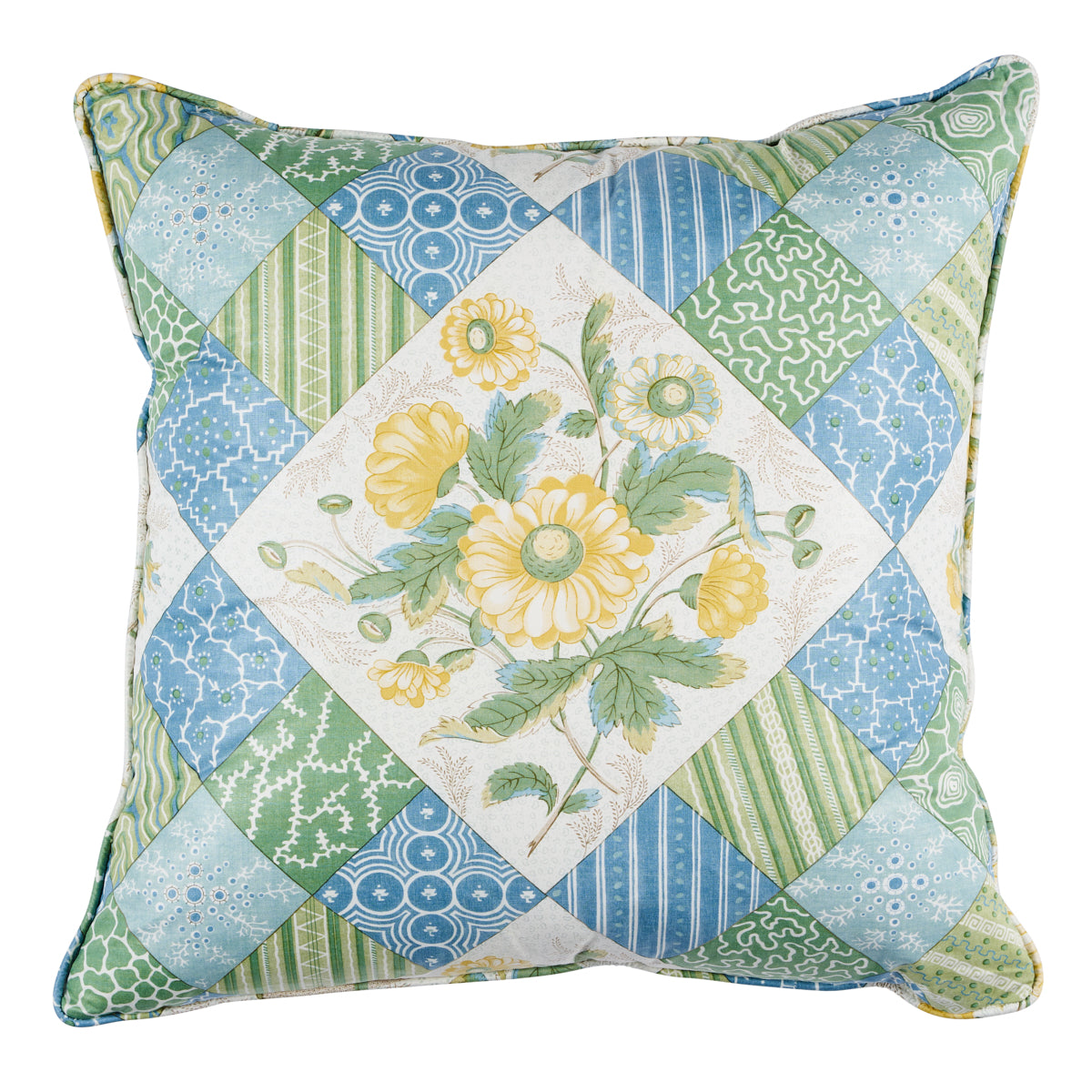 Cuscino patchwork Caldwell | Giallo e Fiordaliso