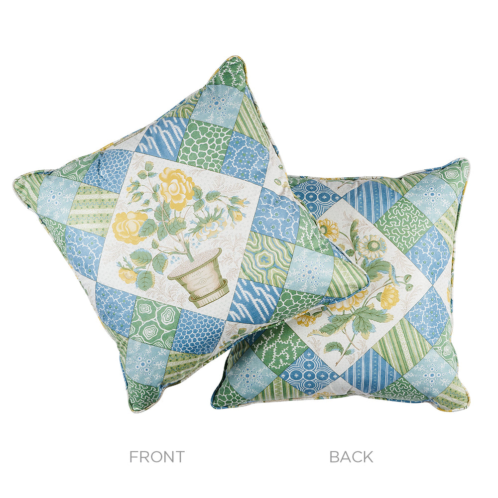 Cuscino patchwork Caldwell | Giallo e Fiordaliso