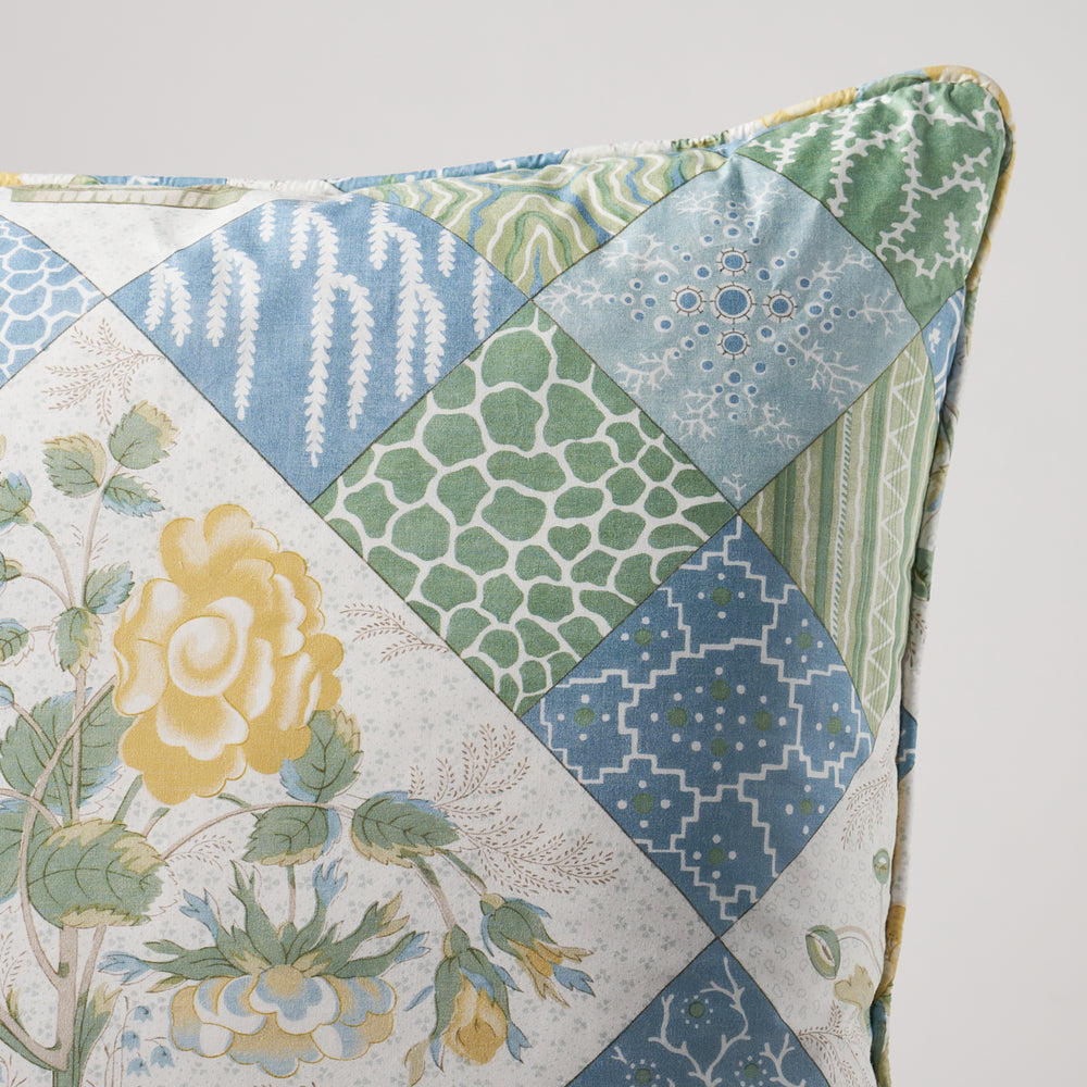 Cuscino patchwork Caldwell | Giallo e Fiordaliso