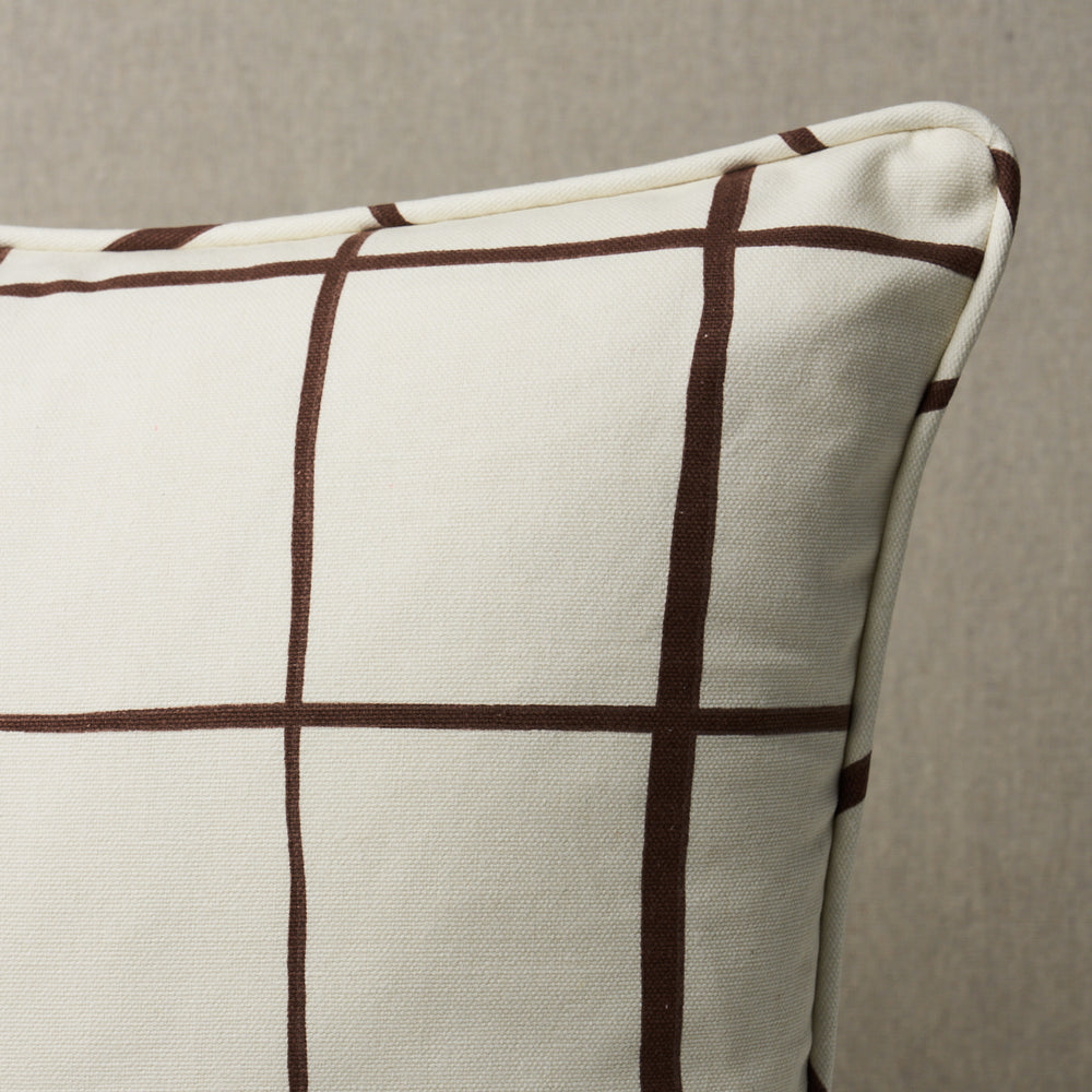 Painterly Windowpane Pillow | Brown