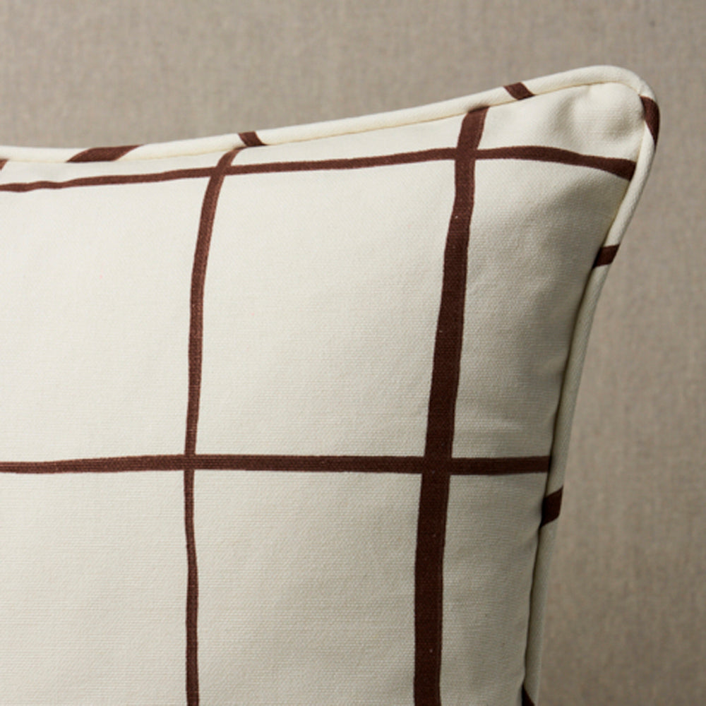 Painterly Windowpane Pillow | Brown