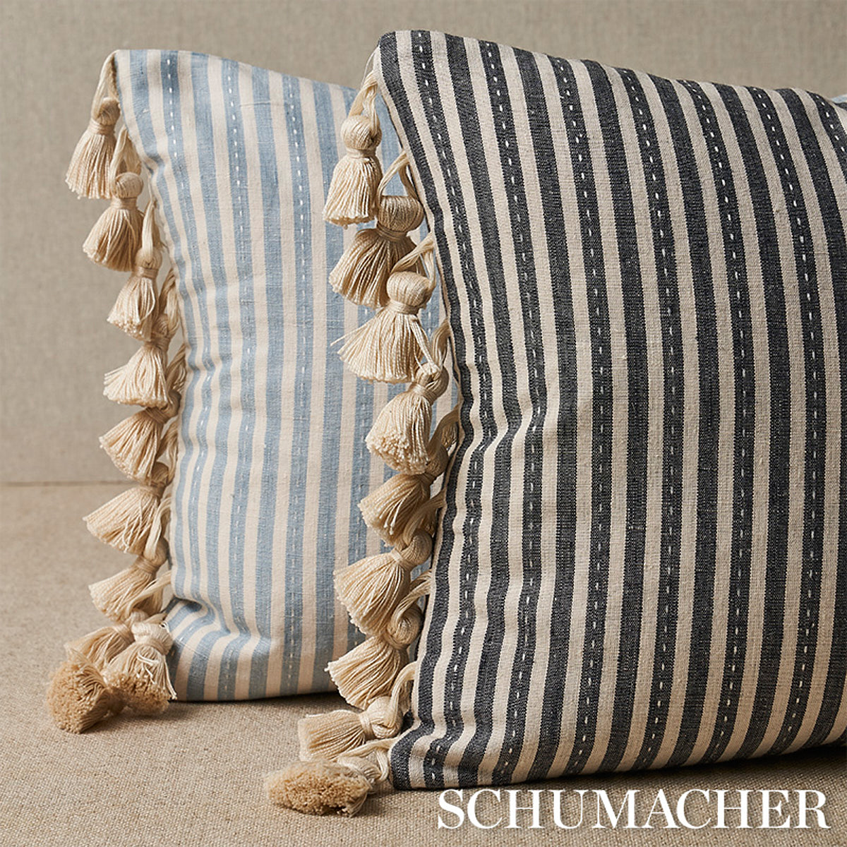 Cuscino a righe Mathis | Cielo