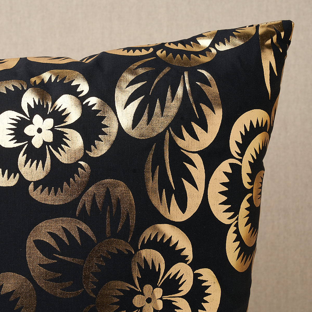 Angelica Floral Pillow | Gold & Noir