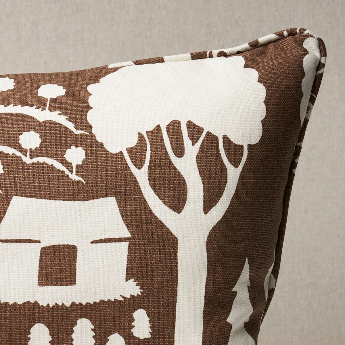 Farm Scene Pillow | Brown