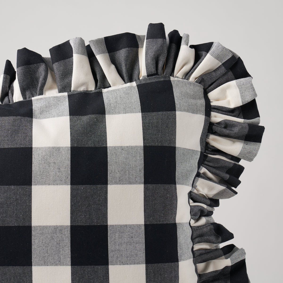 Cuscino Camden in cotone a quadri | Nero bianco