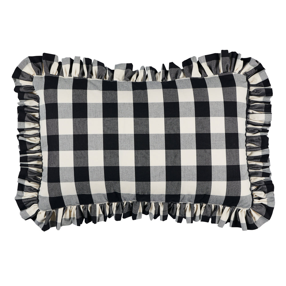 Cuscino Camden in cotone a quadri | Nero bianco