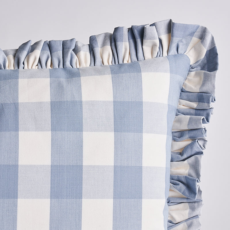 Cuscino Camden in cotone a quadri | Cielo