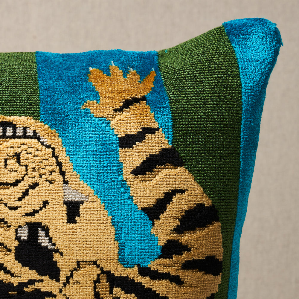 Jokhang Tiger Velvet Pillow | Peacock & Olive