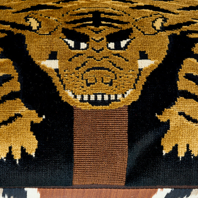 Jokhang Tiger Velvet Pillow | Brown & Black