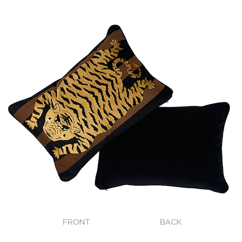 Cuscino in velluto tigre Jokhang | Marrone nero