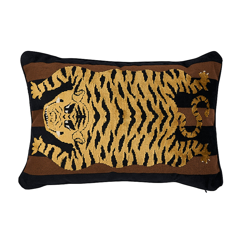 Cuscino in velluto tigre Jokhang | Marrone nero