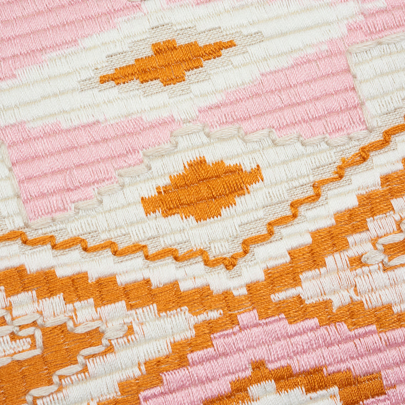 Cuscino ricamato Bayeta | Rosa e arancione