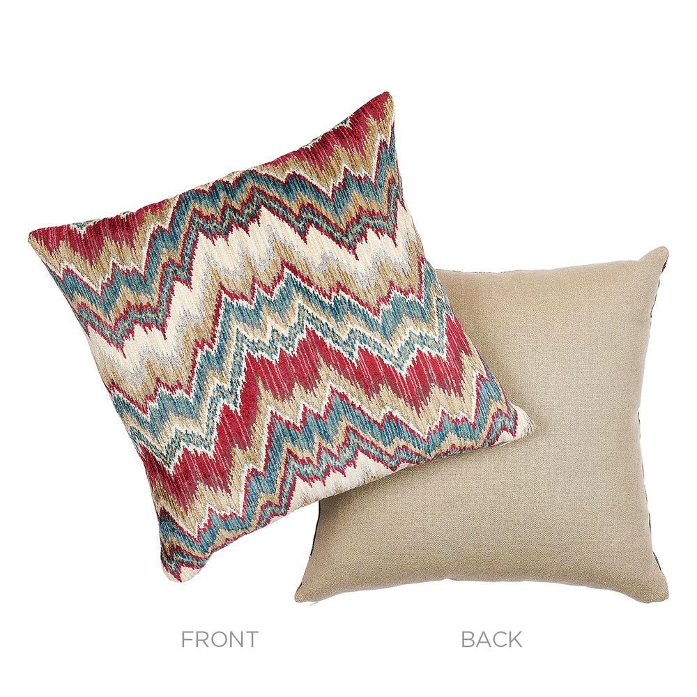 Cuscino con punto fiamma Bezique | Rosso e Pavone