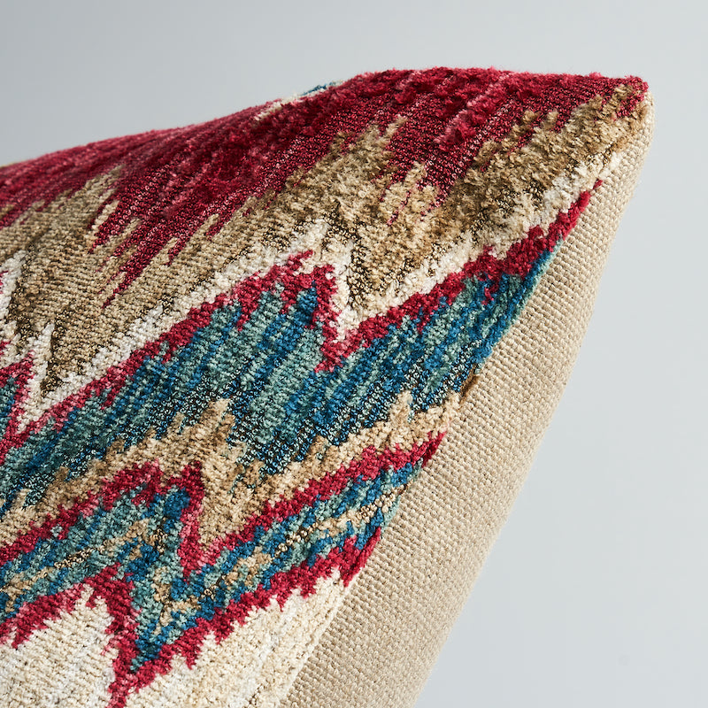 Cuscino con punto fiamma Bezique | Rosso e Pavone