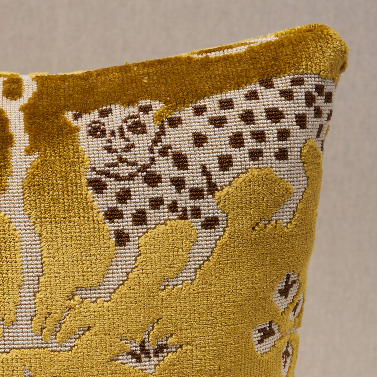 Woodland Leopard Velvet Pillow - Gold