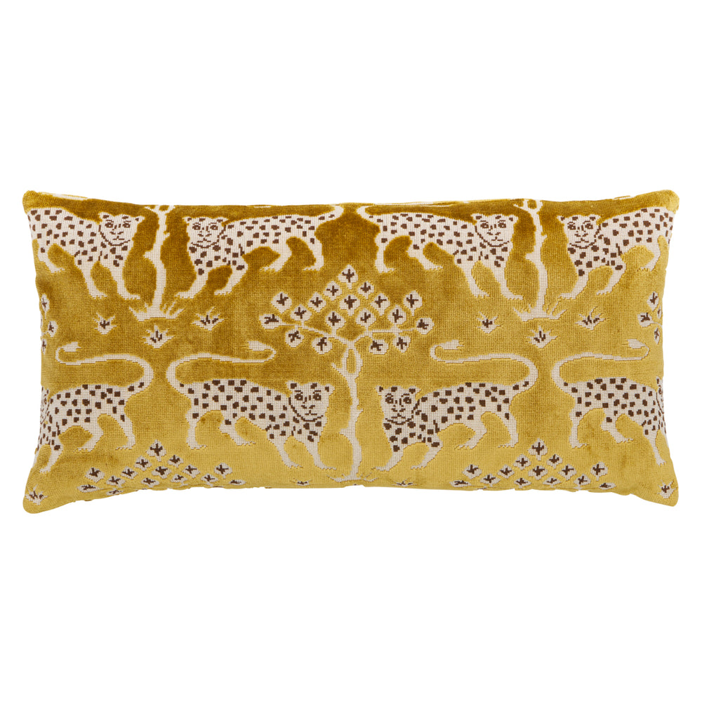 Woodland Leopard Velvet Pillow - Gold
