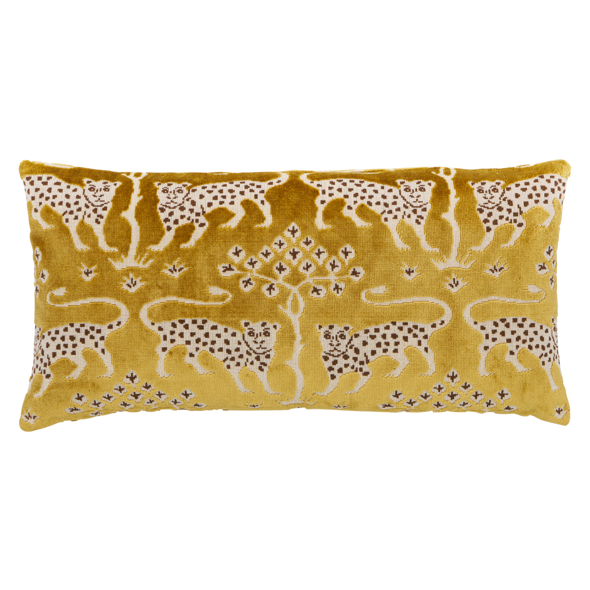 Woodland Leopard Velvet Pillow - Gold