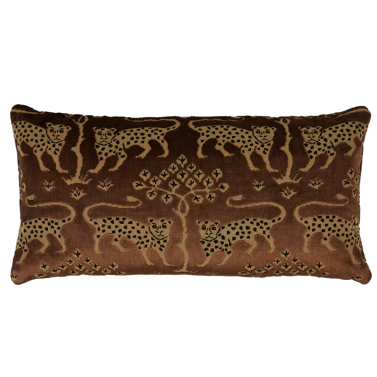 Woodland Leopard Velvet Pillow - Sepia