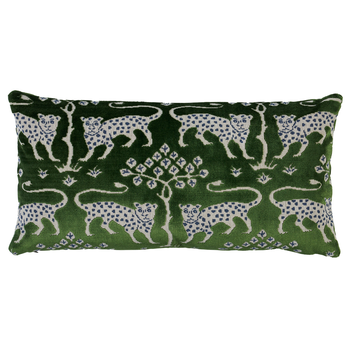 Woodland Leopard Velvet Pillow - Emerald