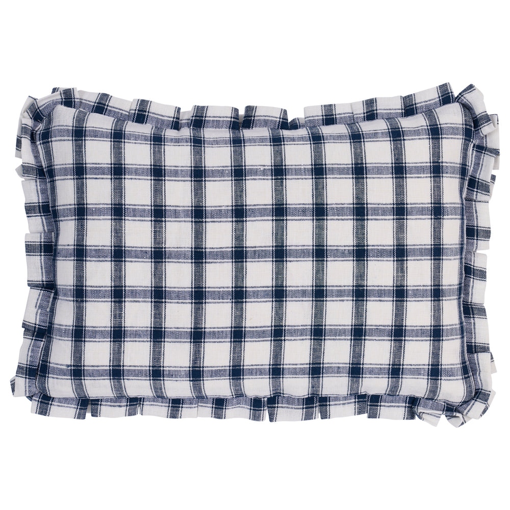 Cuscino Crawford a quadri | Indaco