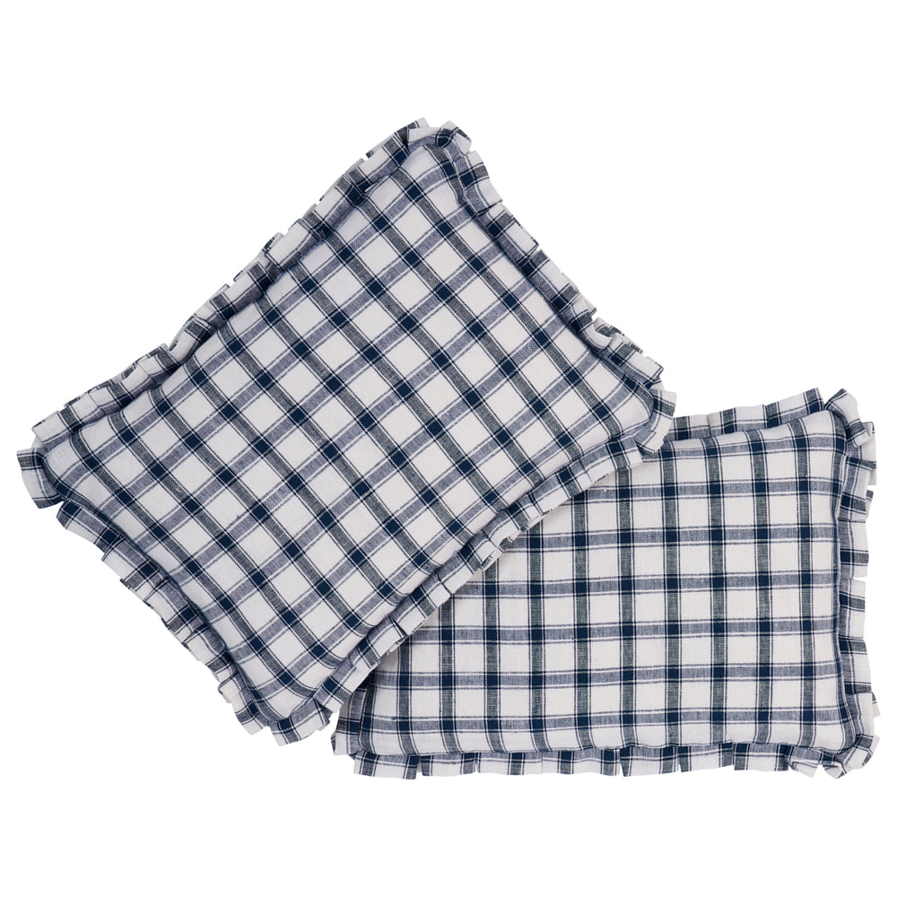 Cuscino Crawford a quadri | Indaco