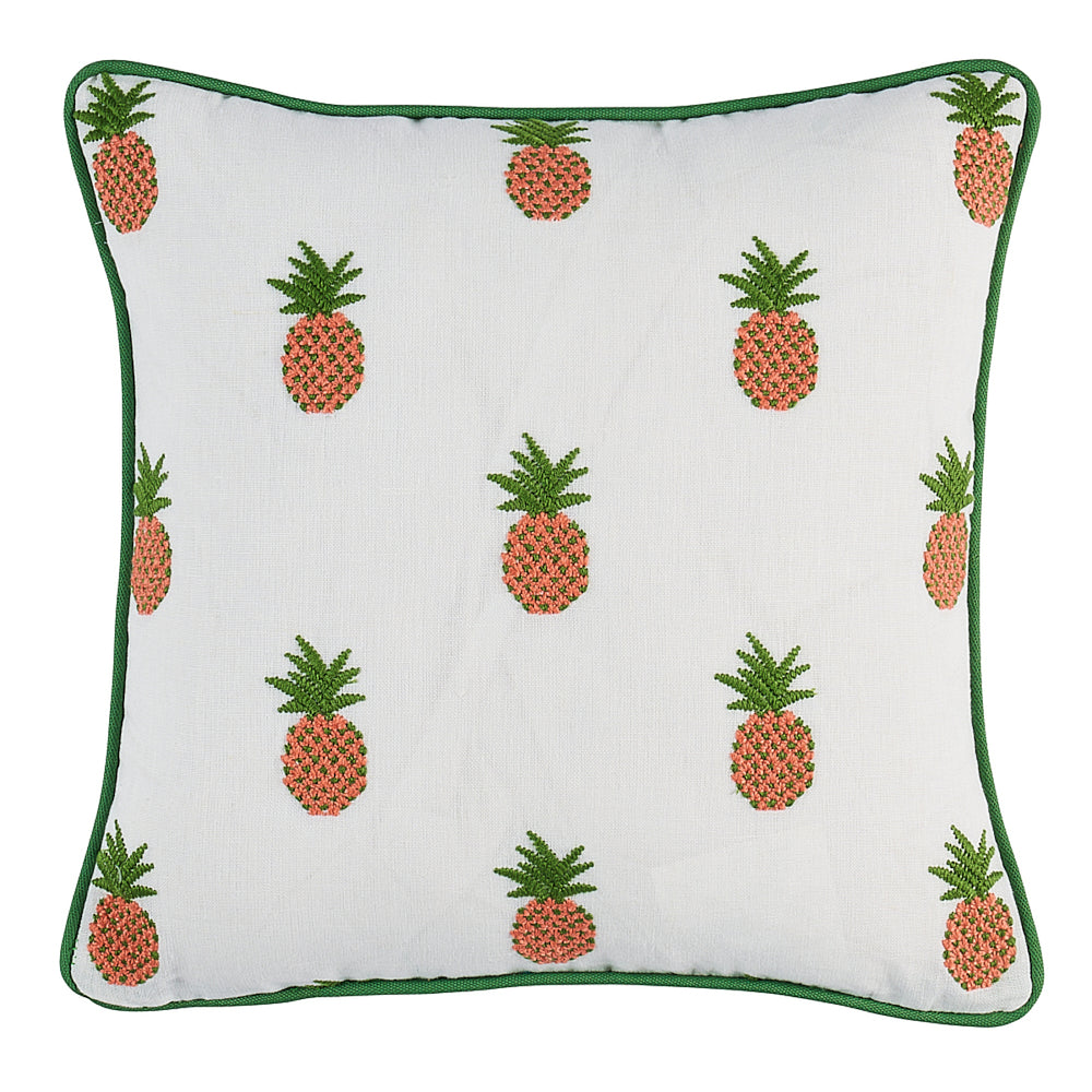 Pineapple Embroidery Pillow | Apricot On Ivory