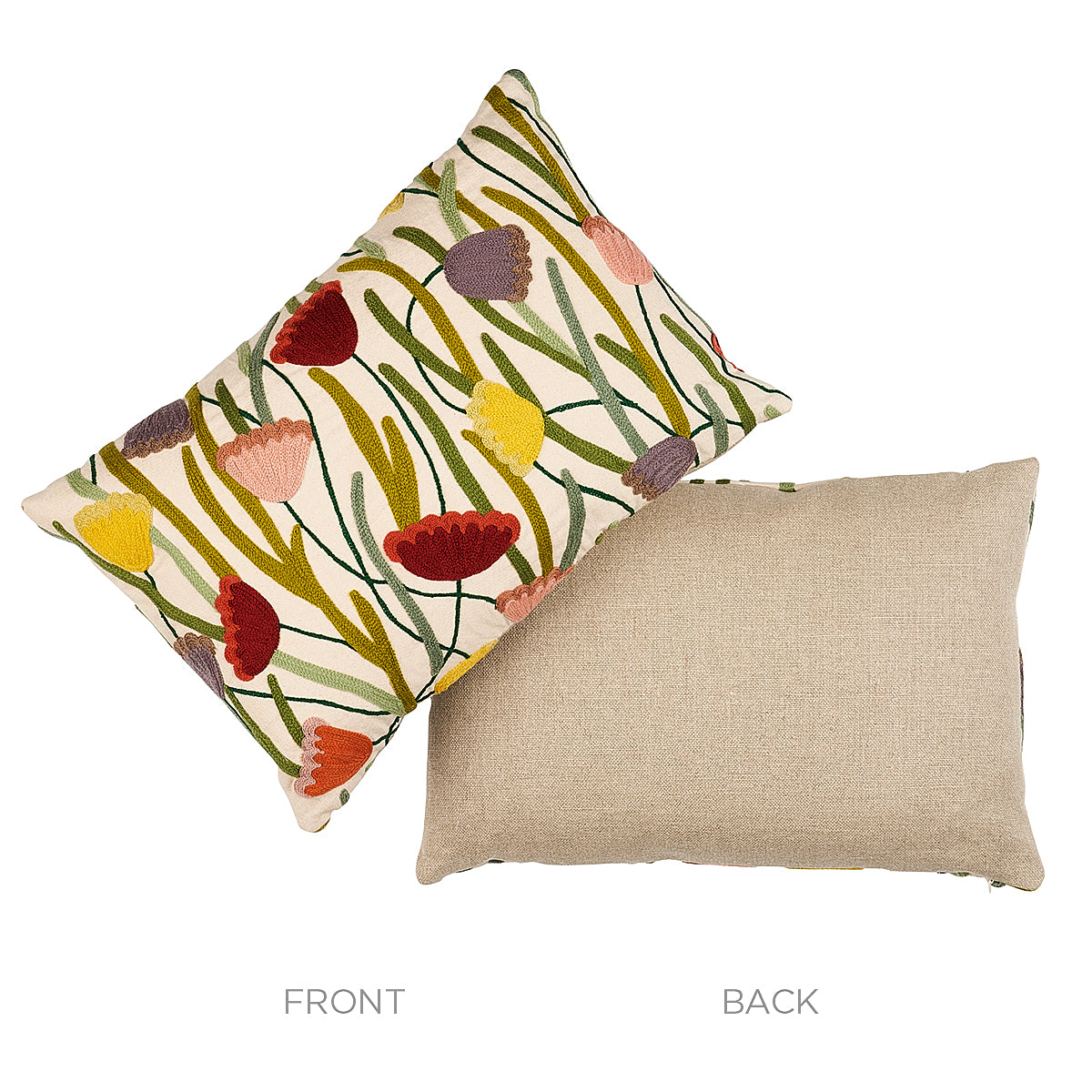 Cuscino ricamato con fiori decorativi | Multiplo