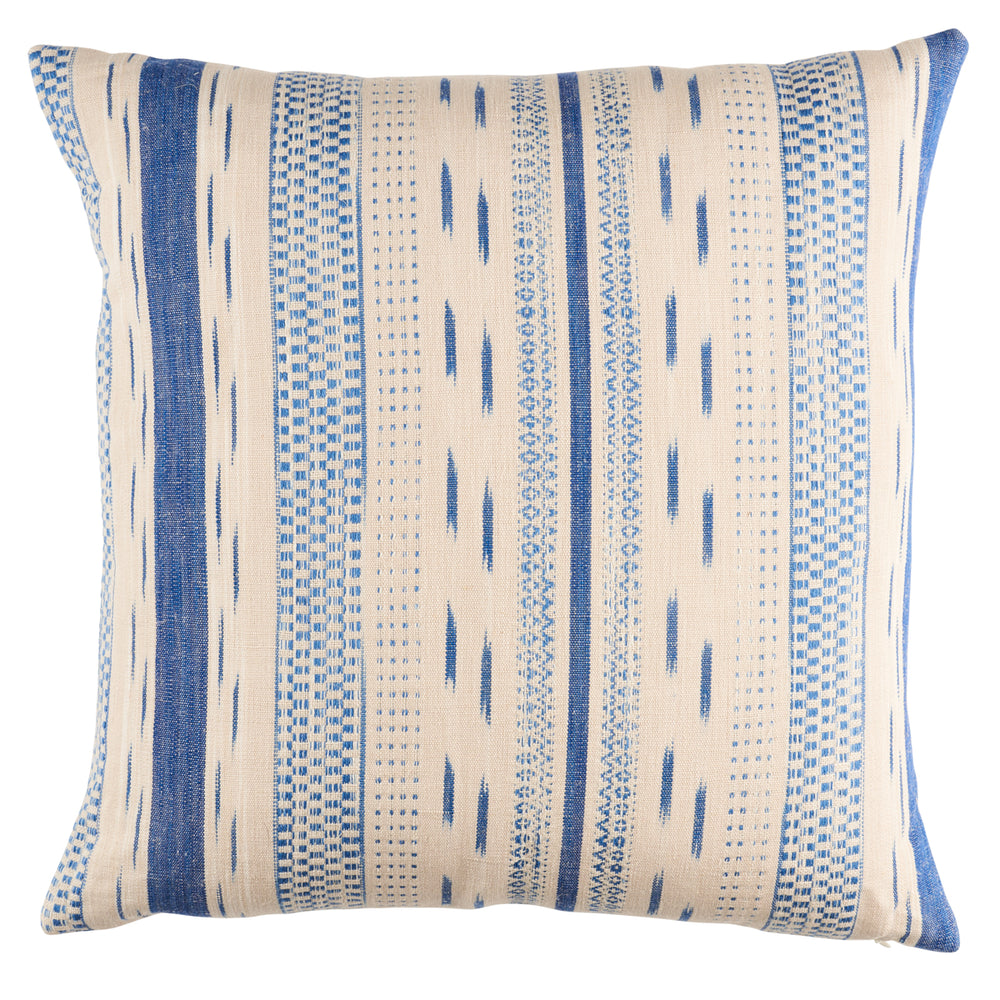 Cuscino a righe Mirza Ikat | Blu su naturale