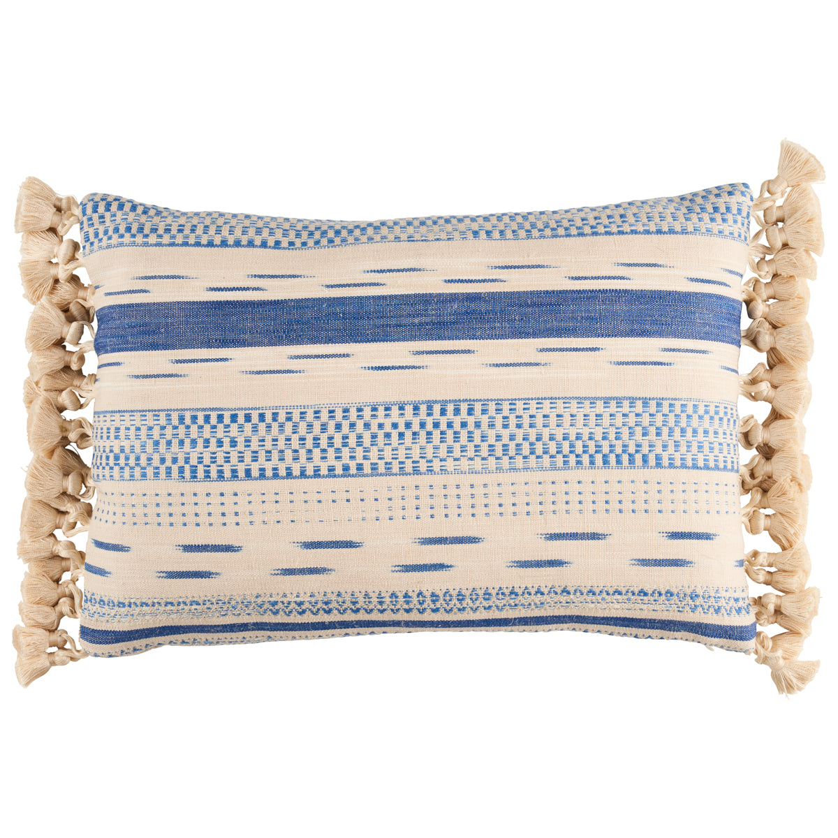 Cuscino a righe Mirza Ikat | Blu su naturale