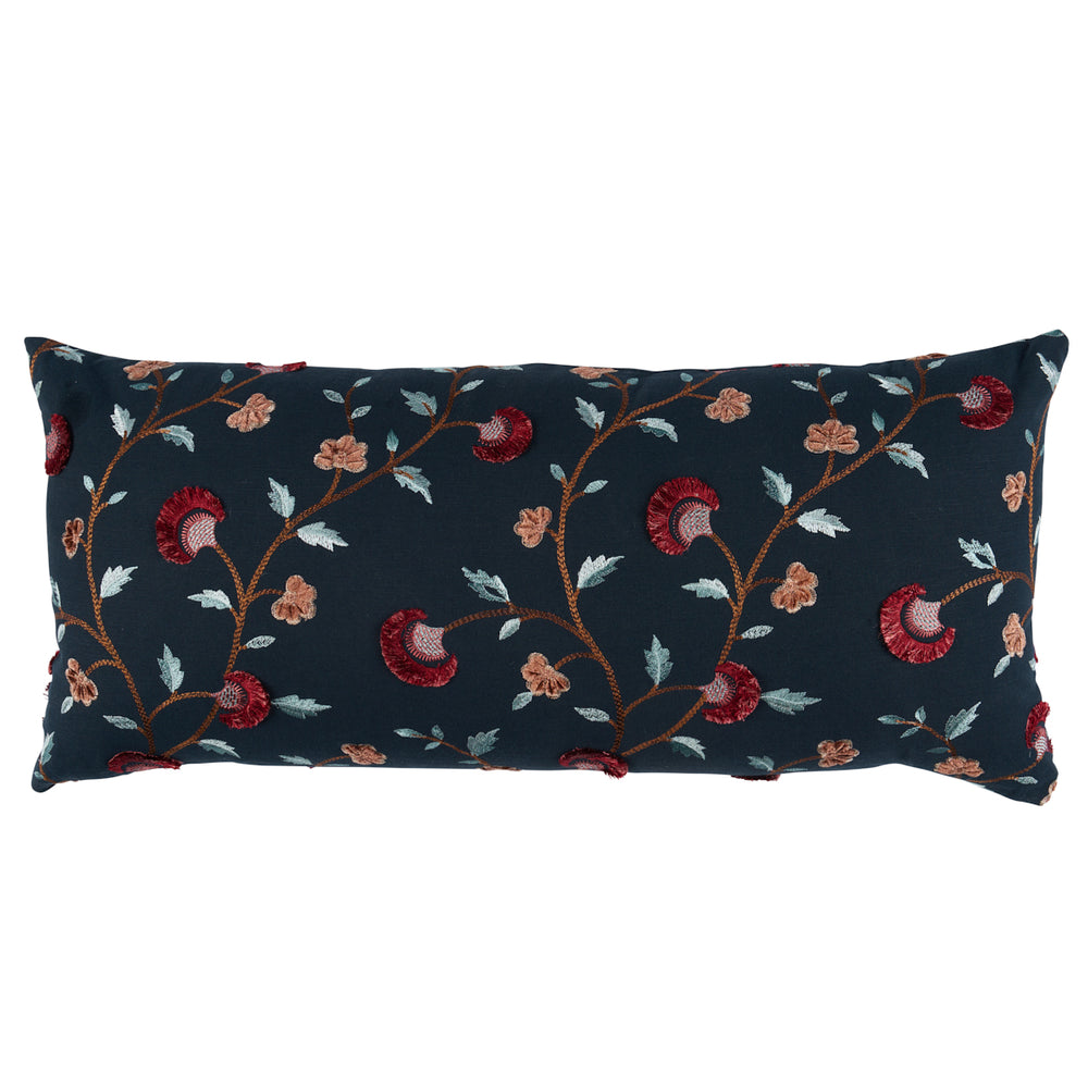 Cuscino ricamato Iyla | Mezzanotte e Rouge