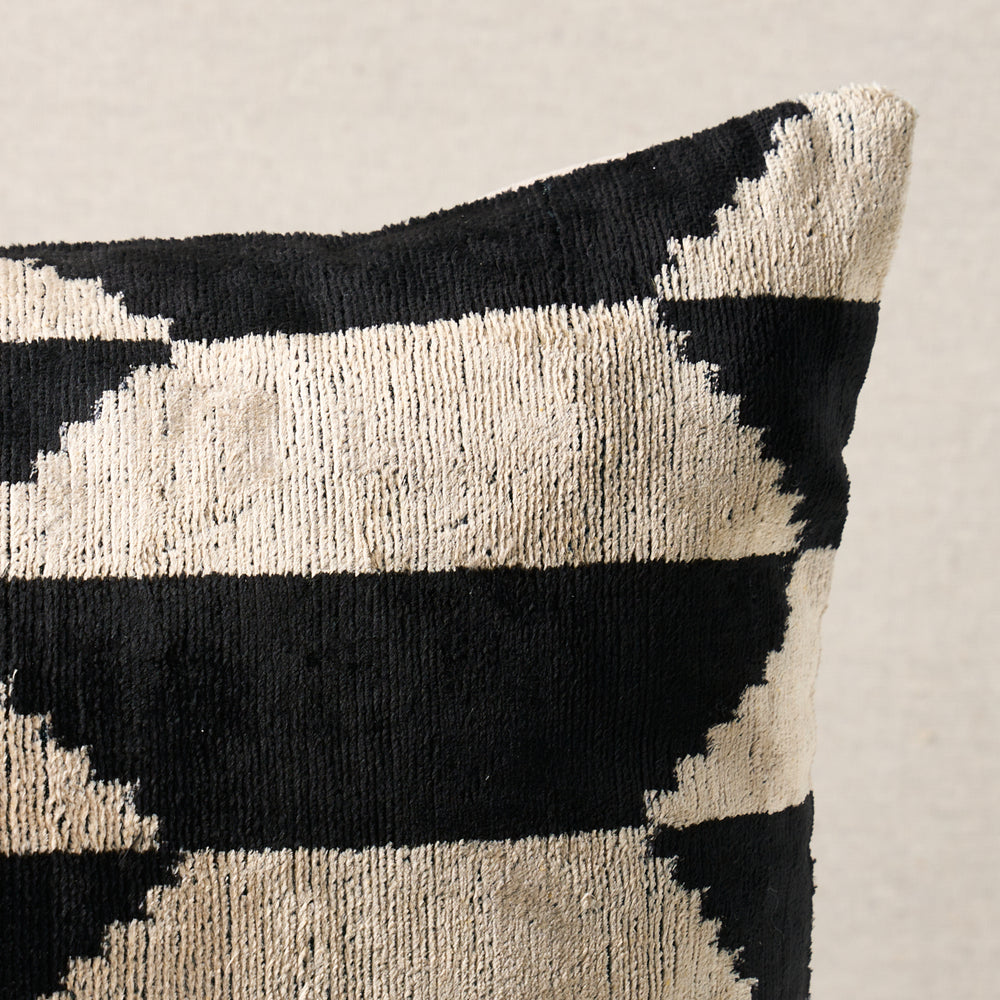 Ankara Silk Velvet Pillow | Black & Gold