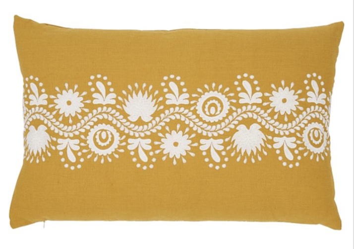 Theodora Embroidery Pillow | Saffron