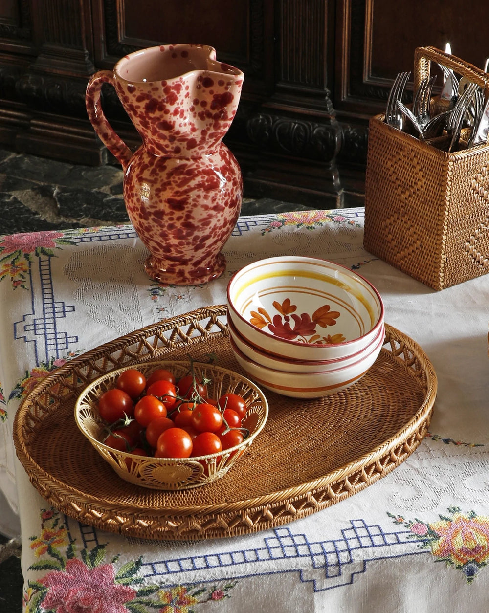 Cabana | Raffia Bread Basket | Circle